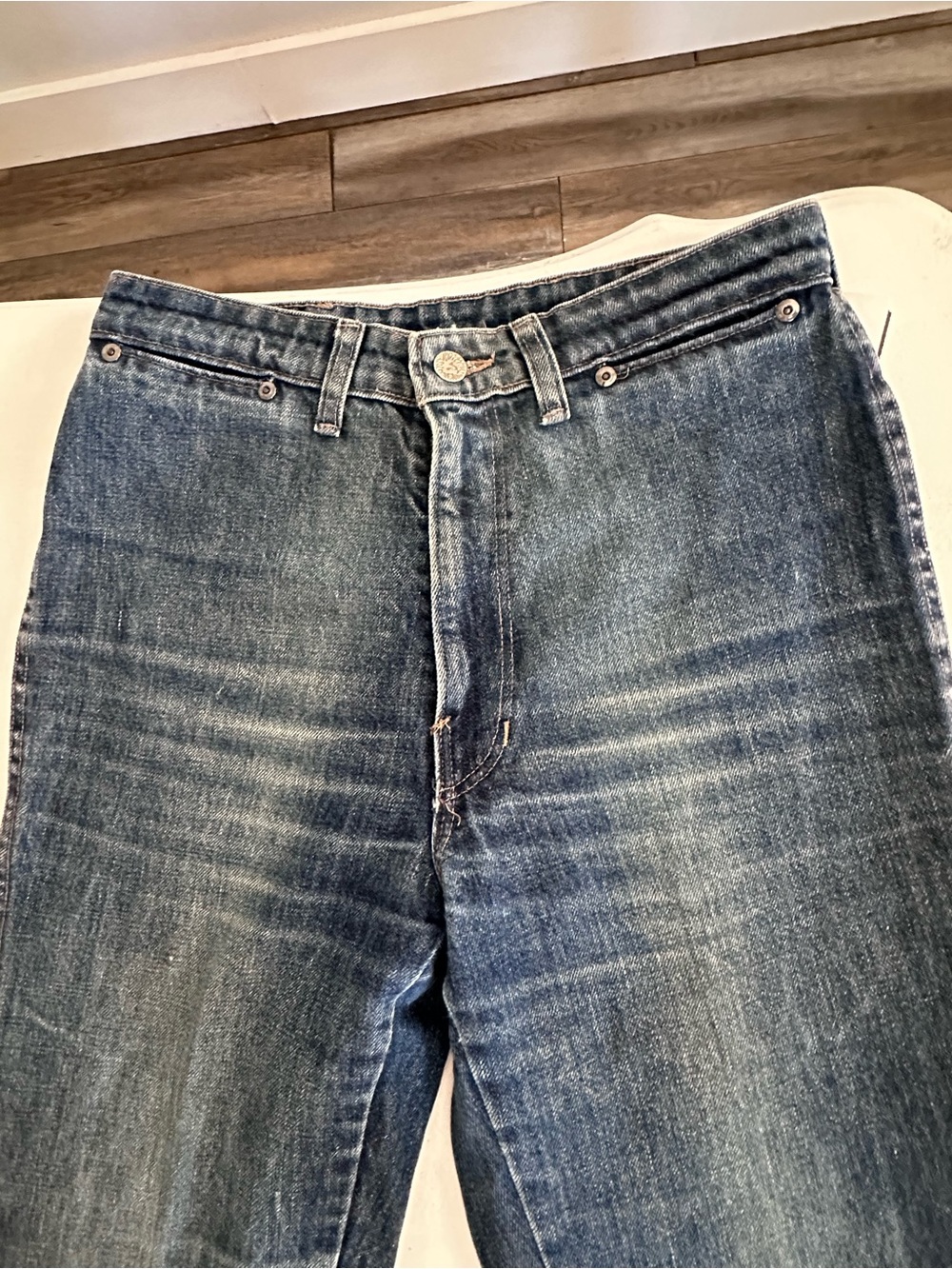 VTG 70s Anne Klein High Rise Western Yoke Straight Jeans Scovill zipper Size 12 - Picture 3 of 12